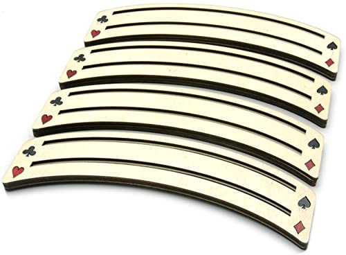 Brimtoy 4 x Wooden Playing Card Holders 19.5cms - Adult Playing Card Accessory Holds a Single Hand of Standard Cards - Made in the UK