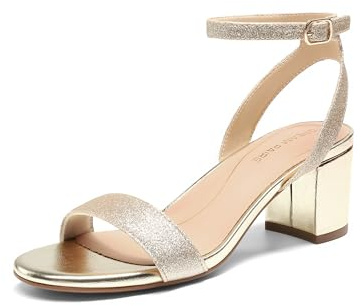 DREAM PAIRS Women's Open Toe Ankle Strap Low Block Chunky Heels Sandals Party Dress Pumps Shoes,Size 8,Gold/Glitter,CARNIVAL
