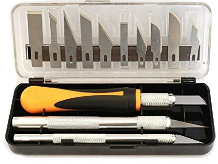 Terryshop74® Set Bisturi per Modellismo – Tagliabalsa 16 Pezzi con 3 Manici e 13 Lame di Precisione – Cutter per Fai da Te, Scultura, Hobbistica e Artigianato