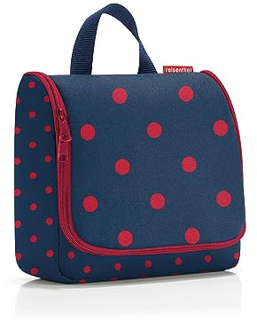 reisenthel toiletbag XL - XL praktischer Kulturbeutel mit Haken, wasserabweisendes Material, Farbe:Mixed dots red