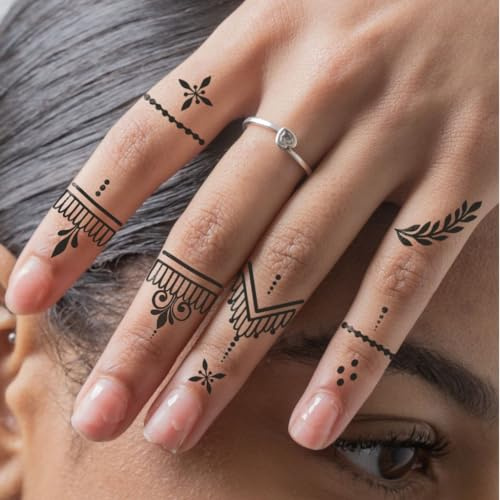 MyJagua tatuering | 100 % naturlig | 1–2 veckors tatuering | vattentät | fingertatueringar (Horisont)