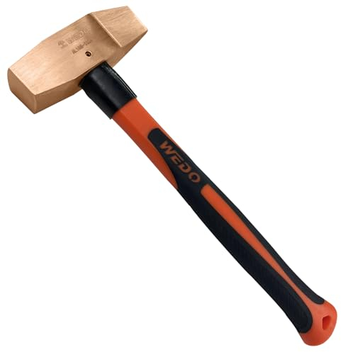 WEDO Machinisten-Hammer, nicht funkelnder Kreuzhammer, Beryllium-Kupfer, Fiberglas-Griff, Hammerkopf 300 g, Länge 280 mm, gestanzt, BAM-Zertifizierung