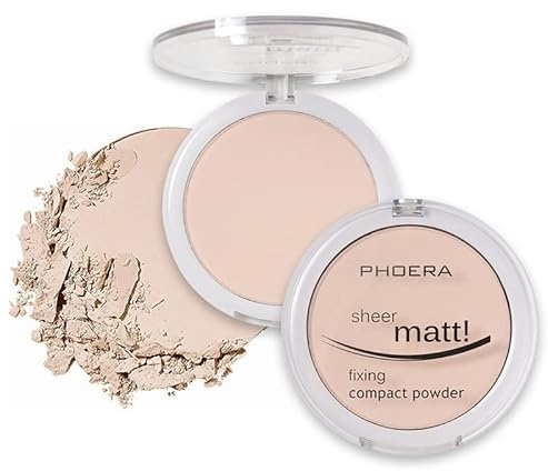 2 Pack PHOERA Matte Face Powder, Control Oil Brighten Skin Color Cover Blemish Makeup Face Setting Setting Powder Foundation。(201-Translucent)