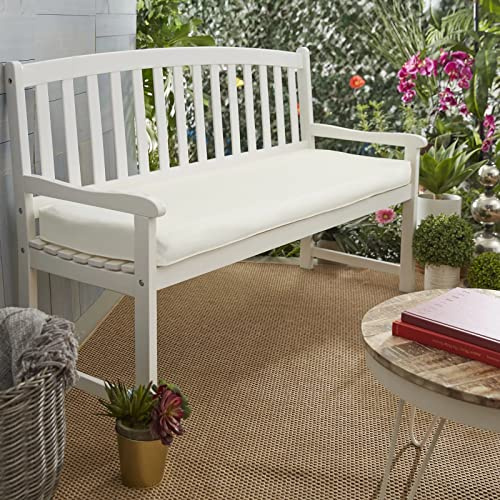 KISAA Living 2 Seater Water Resistant Outdoor Bench Pad Seat Cushion Garden Furniture Comfortable Removable Cover, Water Resistant Garden Bench Cushion (White)