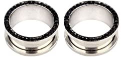 Tunnel Set Chirurgenstahl, Ohr Tunnel Plug mit 2PCS 12MM 1/2 Inch Silber Schwarzer Kristall Body Piercing Schmuck Geschenk Kit