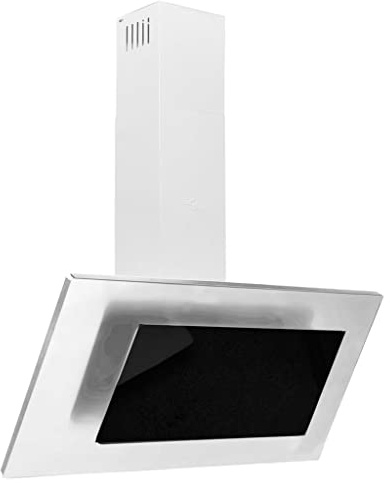Hotte murale 90 cm Acier inoxydable et verre trempé Argenté