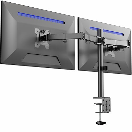 VIVO Skrivbord med dubbla bildskärmar, kraftigt helt justerbart stativ, passar 2 LCD-LED-skärmar upp till 32 tum och 10 kg vardera, svart, STAND-V032
