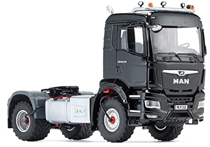 WIKING 077651 MAN TGS 18.510 4x4 BL 2-Achs Zugmaschine, Modell-Lkw, 1:32, Metall/Kunststoff, Ab 14 Jahre, Viele Funktionen, Inkl. Reifendruck-Regelanlage, Schwenkbarer Kühlergrill, Schwarz