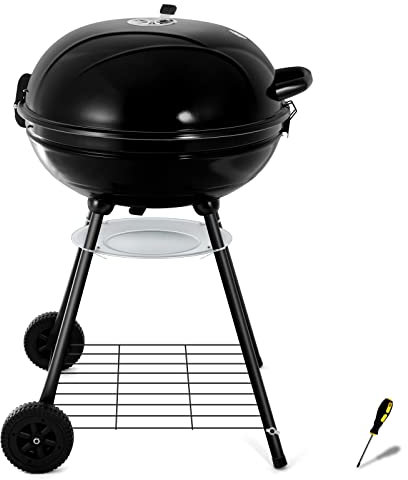 Leonyo Griglia a carbone da 22 pollici, griglia per barbecue all'aperto, barbecue rotondo a carbone, resistente, grande bollitore a carbone, per grigliare da campeggio, cortile, patio, picnic