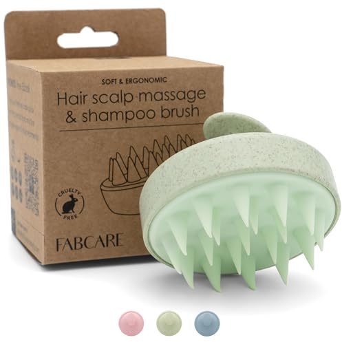FABCARE Massaggiatore Cuoio Capelluto in Silicone con Steli di Grano per Capelli Asciutti e Bagnati, Stimola Crescita, Favorisce Circolazione e Supporta il Benessere del Cuoio Capelluto (Verde)
