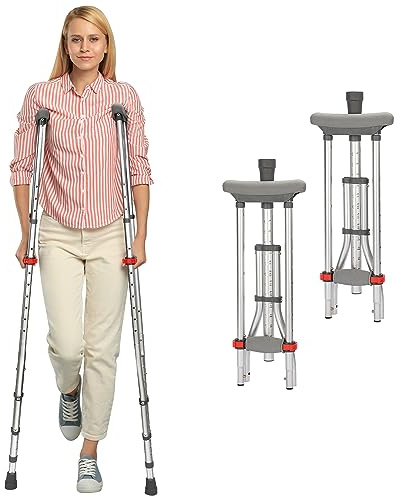 supregear Achselkrücken Höhenverstellbar (x2 stück), Leicht Aluminium Universelle Krücken für Senioren, Erwachsene, Krücken Gehhilfen mit Weichen Handgriffpolstern zum Gehen