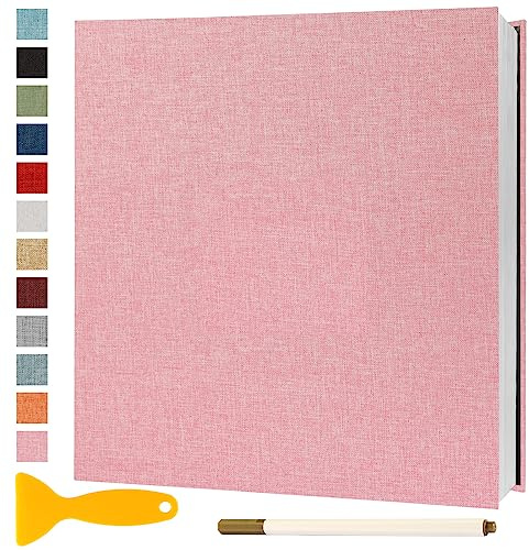 Fotoalbum Selbstklebend 28x27 Groß Fotoalbum Zum Einkleben Scrapbook Selbstgestalten Photo Album Fotobuch Hochzeit Gästebuch Baby Erinnerungsbuch Urlaub Briefmarkenalbum Geburtstag, 40 Seiten Rosa