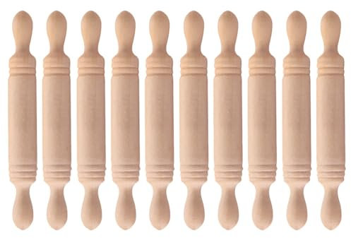 HEMOTON 10 Stück Mini Rollen Nudelholz 5cm Mini Nudelhölzer zum Basteln kleine Teigroller aus Holz Miniatur Hausmöbel, Kochgeschirr Für Puppenstuben Kuchen Weihnachten Lieferungen