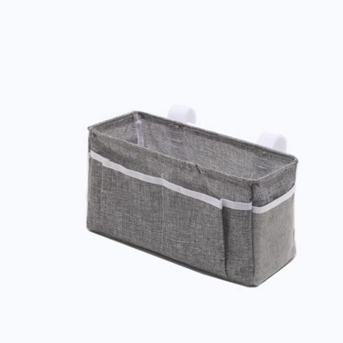 SJTJSPX Poche de Lit en Lin Organisateur de Chevet Organisateur de Accoudoirs Canapé Sac Rangement à Suspendre Imperméable Stockage Lunettes Livres Poche Pendaison de Chevet Dortoir Fauteuil