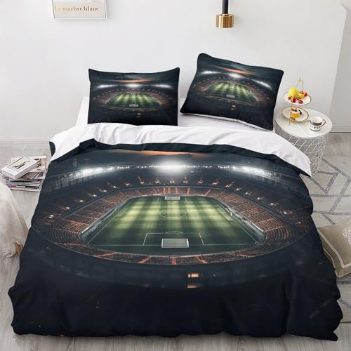 OPSREY Football Field Comfort Cover Fermeture Éclair Cachée Soccer Housse De Couette Microfibre Douce Parure De Lit Confortable Linge De Lit Résistant À l'usure Literie King（220x240cm）