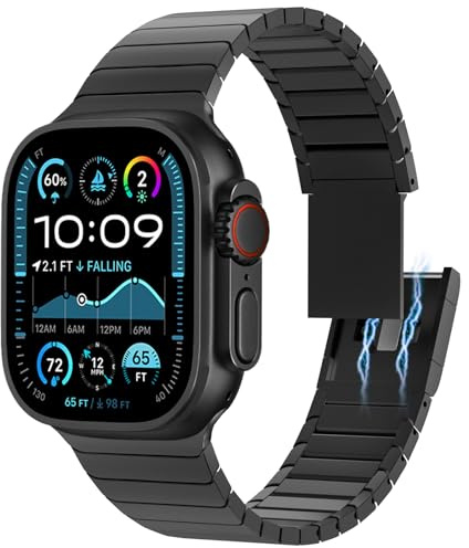 KADES Ersatzarmband Kompatibel mit Apple Watch Armband 49mm 46mm 45mm 44mm,Metall Gliederarmband für iWatch Ultra 3 2 1,Series 11 10 9 8 7 6 5 4 3 2 1 SE, Schwarz mit Magnetverschluss