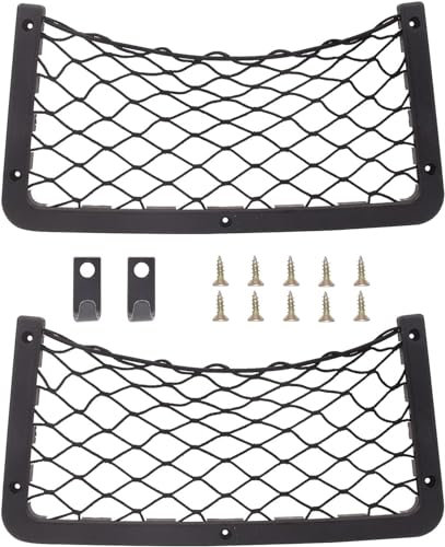 DEDIC 2 Pcs Campervan Storage Nets, 36 * 18cm Van Nets with Elastic Mesh, Pocket Holder for Motorhome, Caravan, Boat, Car Storage Accessories, Mesh Organiser 14.17''x7''