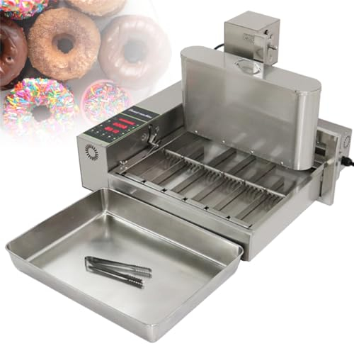 TAHALI Automatic Donut Maker Machine, 6 Rows 9.5L Hopper Commercial Digital Donut Fryer, Donuts Making Machine Frying mini Donuts Maker Adjustable Thickness,110V