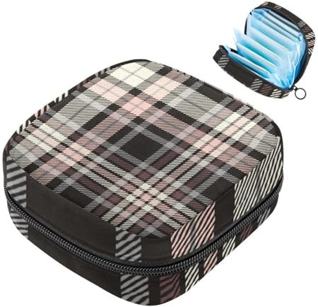 JAVENPROEQT Borsa portatile per assorbenti igienici, borsa per coppette mestruali femminili per ragazze adolescenti, kit per primo ciclo mestruale, grigio, bianco, rosa