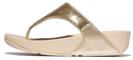 Fitflop Damen Lulu Pailletten Flip Flops, Zehenstegsandalen, bequem mit natürlicher Fußgewölbestütze - Platin - 38 EU