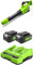 Greenworks 2x2Ah Soplador de Hojas inalámbrico axial (Dos Baterías de 225km/h Velocidad Aire soplador axial Potente c/Control electrónico de Velocidad con batería y Cargador de Doble Ranura)