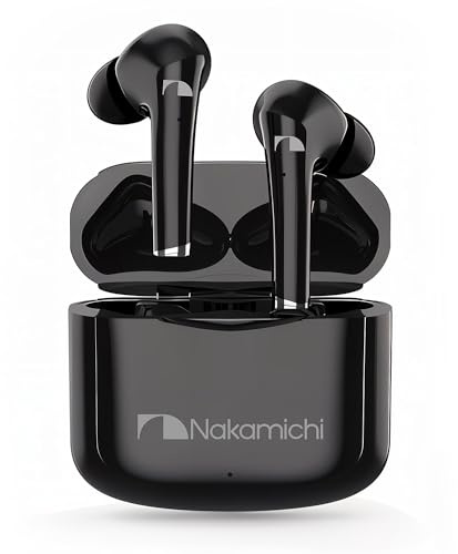 Nakamichi TW2XS True Wireless Stereo TWS Earbuds With Low Latency Bluetooth 5.3 Connection Digital Signal Processing DSP Clear Voice Capture CVC Touch Control Charging Case Black