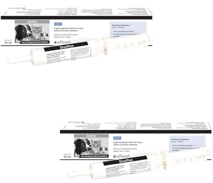 DuoTox Injektor | Paste für Hunde, Katzen und Kleintiere | 2 x 30 ml | Alfavet | Ergänzungsfuttermittel | Zur ernährungsphysiologischen Unterstützung der normalen Verdauungsfunktion | Doppelpack