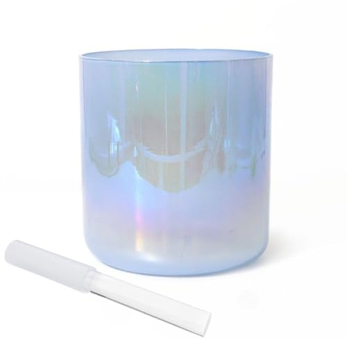 Ciotola di cristallo alchemico viola blu da 6 pollici, guarigione sonora, ciotola del suono, ciotola dei chakra, con percussore in acrilico e anello di tenuta, regalo for meditazione yoga(A Note)