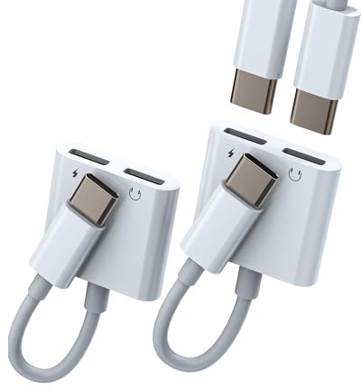 Adaptateur USB C Ecouteur(Lot de 2)pour Apple IPhone16 15 Double Type-c Casque Chargeur Câble Jack Splitter Compatible Avec Samsung S24 Téléphone Écouteur AUX DAC Audio Vers Pour IPad Prise Connecteur