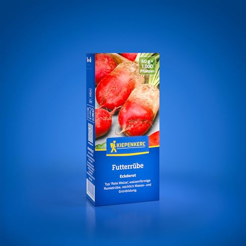 Kiepenkerl Futterrübe Eckdorot 1080000, 60 g | Walzenförmige Runkelrübe mit reichlich Masse- und Grünbildung, Saatgut, lagerfähig, ertragreich