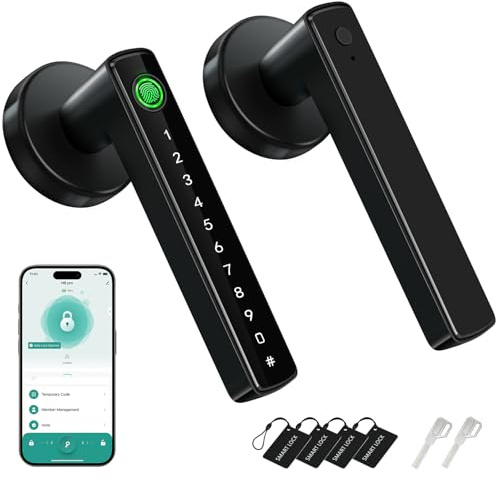 MSR X6 Fingerprint Door Lock,6-in-1 Smart Fingerprint Door Knob,Keypad Keyless Entry Door Lock with Handle,App Control,for Bedroom Home Office Apartment