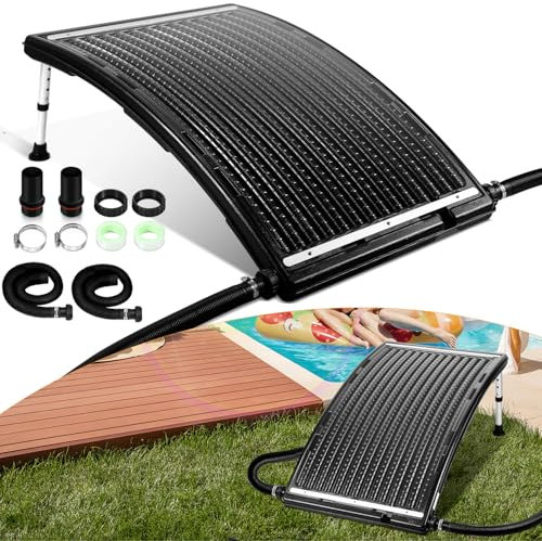 Jayseuw Poolheizung Solar, Sonnenkollektor Pool 113x69cm,Höhenverstellbar,Solarheizung 10000 L/H,40mm Anschluss Solar Poolheizung Erweiterbar,Solaranlage für Warmwasser Gartendusche Pool
