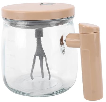 Pongnas 400ml Self Stirring Glass Coffee Cup, Automatic Electric Mixing Cup with Handle and Lid for Home Office, Easily Mix Honey, Stir Sugar and Cream