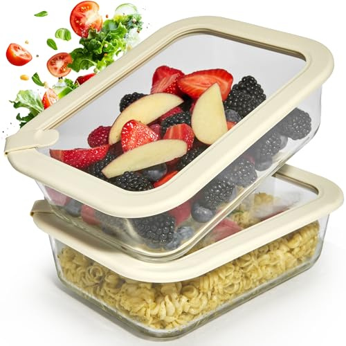 Dalena Home Frischhaltedosen Set 2x1520ml – Borosilikatglas, Glasbehälter luftdicht & mikrowellengeeignet, Meal Prep, Kühlschrank Organizer, Aufbewahrung Küche