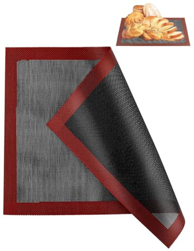 KEMUZ Tappetino da Forno in Silicone, 40x30cm Tappetino Microforato per Forno, Tappetino a Doppia Faccia Antiaderente, Resistente al Calore e Riutilizzabile, Antiscivolo Teglia