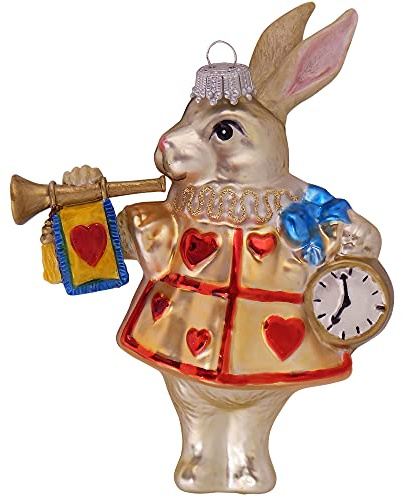 Krebs Glas Lauscha - Weihnachtsdekoration/Christbaumschmuck aus Glas - Weihnachtsbaumanhänger - Motiv: Wunderland Kaninchen - Größe: ca. 14 cm