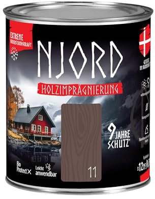 Njord Holzschutz 750ml Holzimprägnierung Holzfarbe (11) Wikingerboot Schutz Bis zu 9 Jahre Holzlack Schutzlack Holzlasur