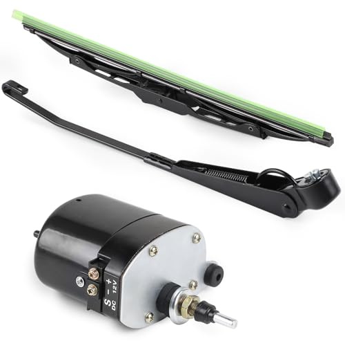 SWAWIS Motore Tergicristallo Universale 12V con Braccio e Lama 105° di Oscillazione Compatibile con Trattori, Jeep e Altri Veicoli