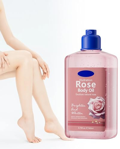 Body Oil närande kroppsolja, strålande glans för torr hud, icke-fet kroppsvård, efter dusch för smidig, återfuktad hud (260 ml, rosa)