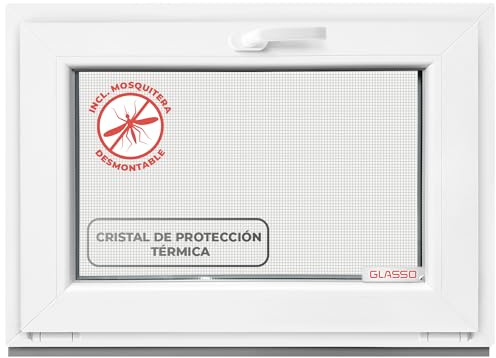 Fenêtre basculante 60 x 60 cm double vitrage – Toutes les tailles Fenêtre en plastique avec profil 60 mm – Fenêtre de cave L x H : 600 x 600 mm Parfait pour fenêtre abri de jardin, fenêtre de garage