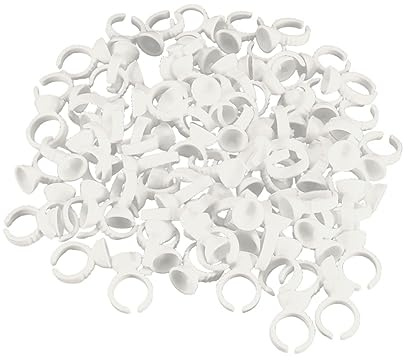 CALLARON 500pièces Récipients à Anneaux Pour Tatouage De Cils Support à Bagues Jetable Pour Encre De Tatouage Contenant Blanc Petit