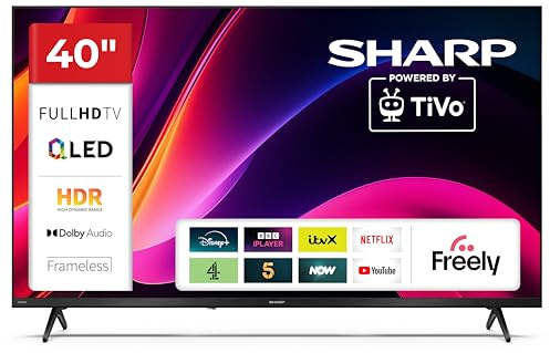 Sharp 40-inch Full HD QLED Smart TV TiVo+ Free Channels Dolby Digital HDR10 HDMI with ARC DVB-T/T2/C/S/S2 Tuner 40HE3345K Freely Included (HE Series)
