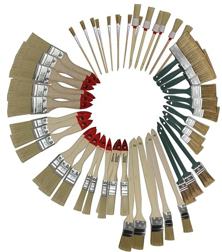 51-teiliges Maler Pinselset – Flachpinsel, Heizkörperpinsel, Ringpinsel & Lasurpinsel – Profi Lackpinsel Set für Malerarbeiten, Renovierung, Lasur & Lackierungen (51)