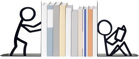 Sujetalibros - Tope decorativo para libros, bloque moderno y compacto, organizador abstracto de metal resistente | Elegante organizador funcional para estanterías, mesas de café, bibliotecas, soporte