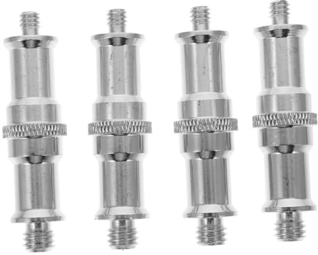 PAMINGONO Adaptador de Tornillo 1/4 a 3/8 para Cámara y Tripié, Set de 4 Piezas, Compatible Soportes de Iluminación Profesionales, Conexión, Color Metálico, Uso en Fotografía y Vídeo