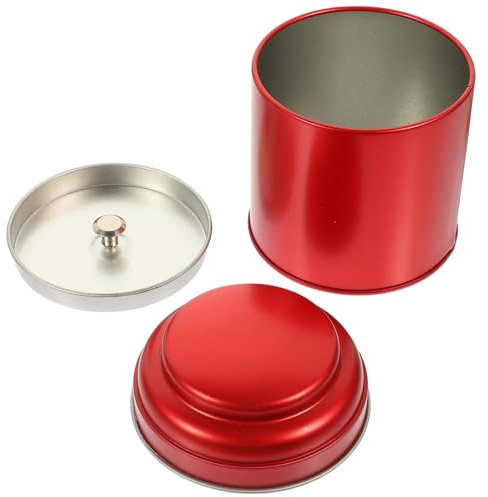HOMSFOU Boîte à Thé Finition Soignée Couvercle Hermétique Double Couche en Fer Rouge Forme Unique Conservation Longue Durée Cuisine Voyage