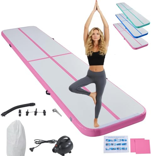 Air Turn Track Matte 2/3/4/5/6M Turnen Matten，Aufblasbar Gymnastikmatte Yogamatte Camping Trainingsmatte für Zuhause/Training/Tumbling/Yoga/Outdoor/Fitness，Rutschfest & Wasserdicht