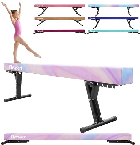 FBSPORT schwebebalken Kinder schwebebalken für zuhause schwebebalken höhenverstellbar Gymnastik Balance Beam 244CM, 5 Höhen Einstellbare High und Low Level Stabile Floor Beam Gym Trainingsgeräte