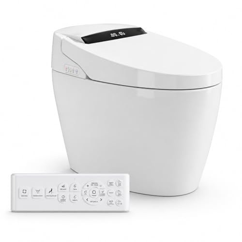 eQiik - Inodoro Inteligente Completo | WC con Bidet y Secado | Diseño sin Cisterna | Lavado Trasero y Femenino | Apertura Cierre y Descarga Automática | Sensor Presencia | Asiento Calefactable | 100S