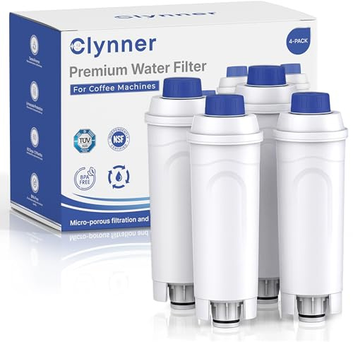 Wasserfilter Ersatz für DeLonghi DLSC002 – Kompatibel mit Magnifica S/Evo/Start, Eletta Explorer, Dinamica, Prima Donna, Rivelia, ECAM, ETAM Autentica & ESAM – 4er Pack
